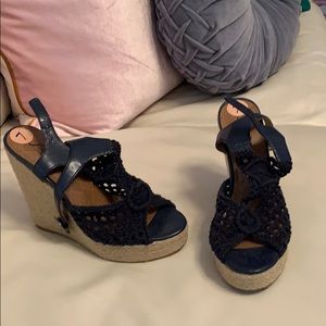 Lucky Brand Wedge Crochet Blue and blue Strap